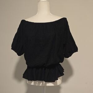 Free People Black Off-Shoulder Blouse